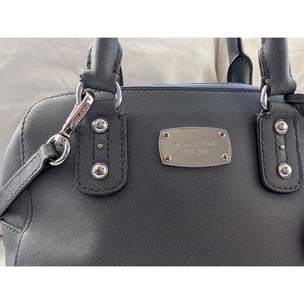 Michael Kors Reese Gray Saffiano Zip Satchel Top Handle Bag Crossbody Strap - Picture 3 of 14